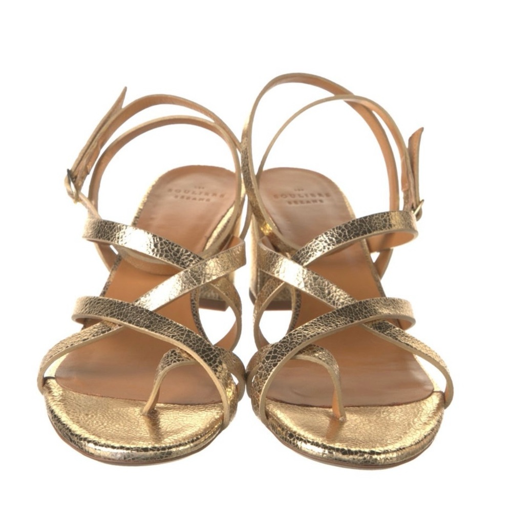 Sezane strappy gold block sandals 9 - Picture 3 of 5